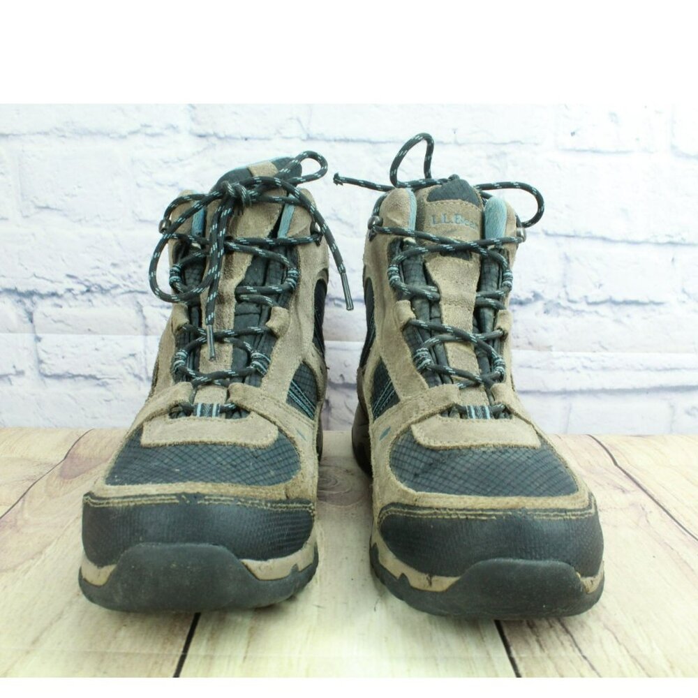 LL Bean Model 4 Brown Suede Lace Up Waterproof Trail Hiking Boots Size 11 Wide - Picture 4 of 10